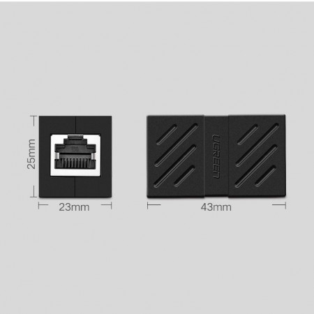 Conector cablu de retea Ugreen Ethernet RJ45 10 Gbps negru (NW114 20390) - Img 2