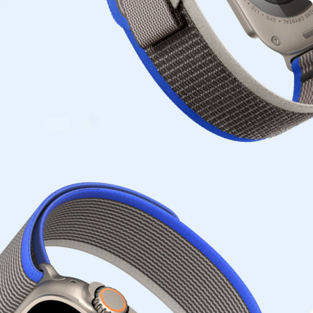 Curea sport Velcro pentru Apple Watch 8 / 7 / 6 / SE / 5 / 4 / 3 / 2 / 1 (38, 40, 41 mm) Curea Dux Ducis Versiune YJ - Albastru Gri - Img 5