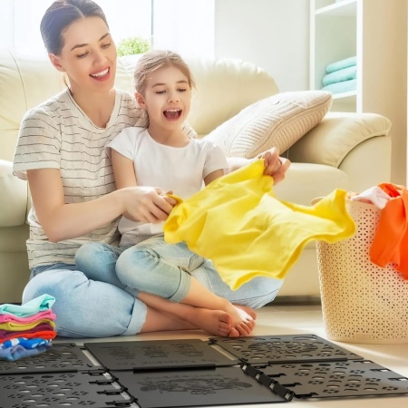 Dispozitiv de Împăturit Haine BoxLegend V1-Plus pentru Adulți și Copii, 3 Pași Simpli, Design Pliabil și Compact, Material PP Durabil, Culoare Negru - Img 2