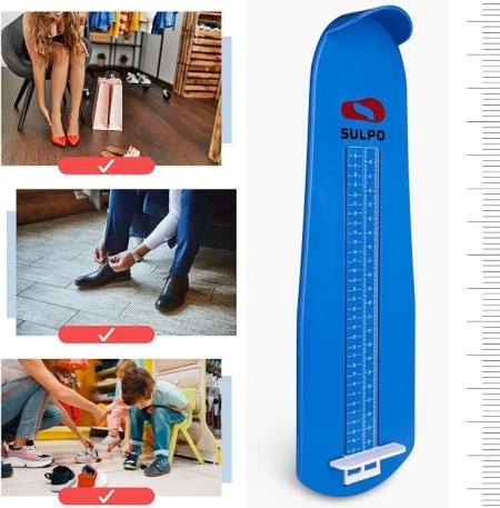 Dispozitiv Măsurare Picior și Mărime Pantofi SULPO, Pedimetru Copii și Adulți, Gradație Mărimi 15-48 (6-20 cm), Albastru - Img 7