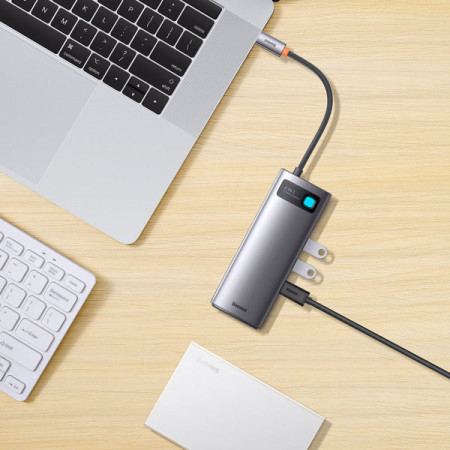 Docking Station HUB 6 in 1 USB Type C - 1 x HDMI / 3 x USB 3.2 Gen. 1/1 x Power Delivery / 1 x VGA gray (WKWG030013) - Img 3