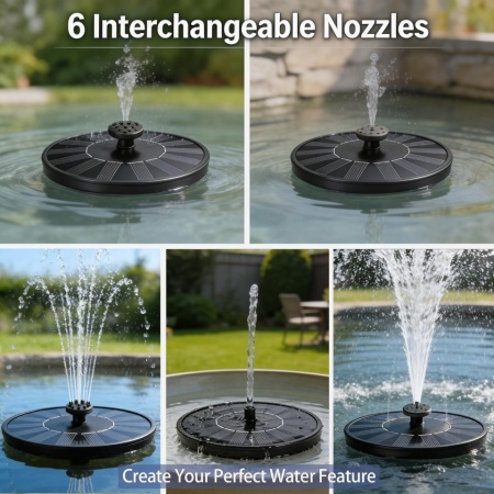 Fântână Arteziană Solară pentru Grădină și Ghiveci de Păsări , 1.5W, cu 6 Duze, Panou 13 cm, Eco-Friendly - Img 4