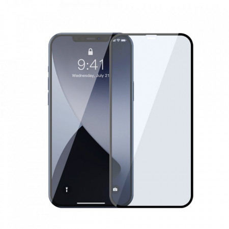 Folie de protectie Baseus 2x Sticla securizata 0,3 mm Anti Blue Light cu cadru ecran complet iPhone 12 Pro / iPhone 12 Negru (SGAPIPH61P-KB01)