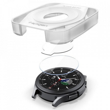 Folie Protectie cu sistem de montare SPIGEN GLASS.TR "EZ FIT" 2-PACK GALAXY WATCH 4 CLASSIC 42 MM - Img 6