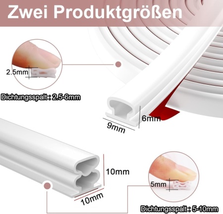 Garnitură Adezivă Autocolantă pentru Uși și Ferestre Typec Home, Profil D, Din TPE Gros, Hidroizolantă, Fonoizolantă, Compatibilă Fante 2.5 - 5 mm, Lungime 12 metri, Culoare Alb - Img 3