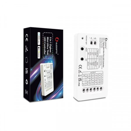 Gledopto GL-C-002P (6A), controler LED mini ultra subtire Zigbee Pro 5-in-1 (Zigbee+RF) 5V-24V DC, 6A - Img 4