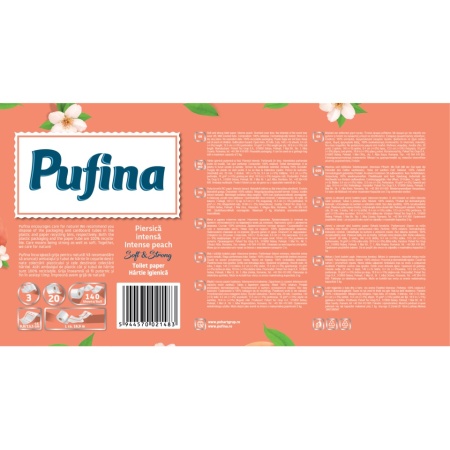 Hartie igienica Pufina Piersica, 20 role, 3 straturi - Img 2
