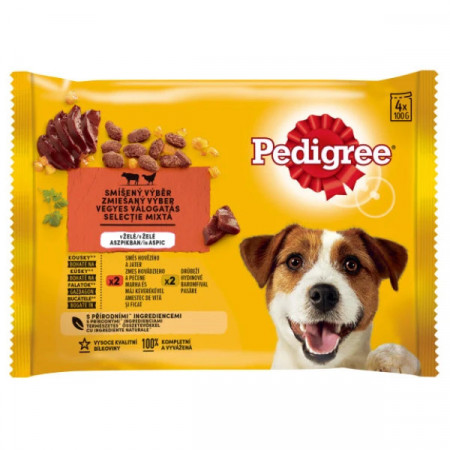 Hrana umeda pentru caini Pedigree, adult, carne de pui si vita, continut de calciu, 4 x 100g - Img 1