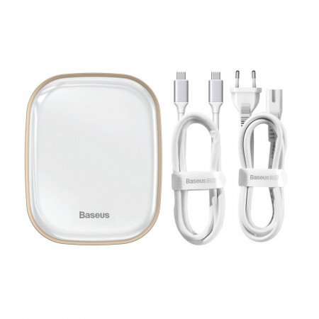 Hub multifunctional Baseus 6in1 USB Type C, memory card reader, network adapter (USB 3.0, RJ45, HDMI, SD, micro SD) Power Delivery 60 W white (CAHUB-AU02)