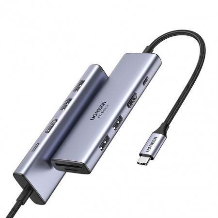 HUB multifunctional Ugreen USB Tip C - 2x USB 3.2 Gen 1 / HDMI 4K 60Hz / Cititor de carduri SD și TF / USB Tip C PD 100W gri (60384 CM511) - Img 8
