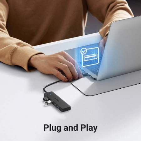 HUB Ugreen CM219 cu 4 porturi USB-A 3.0 și cablu USB-A 3.0 - negru - Img 2