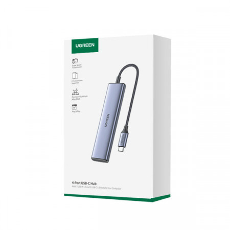 HUB USB-C - 2 x USB-A / 2 x USB-C 20 cm Ugreen CM473 - gri - Img 2