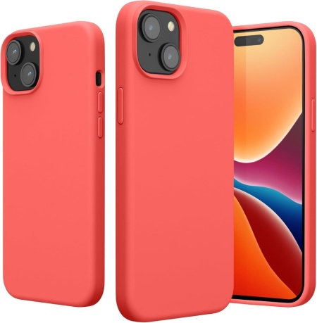 Husă de Protecție pentru Apple iPhone 15 din Silicon TPU Flexibil Anti-Șoc, Margini Înălțate pentru Ecran și Cameră, Suprafață Mată Anti-Alunecare, Compatibilă Încărcare Wireless, Coral Fluorescent - Img 3