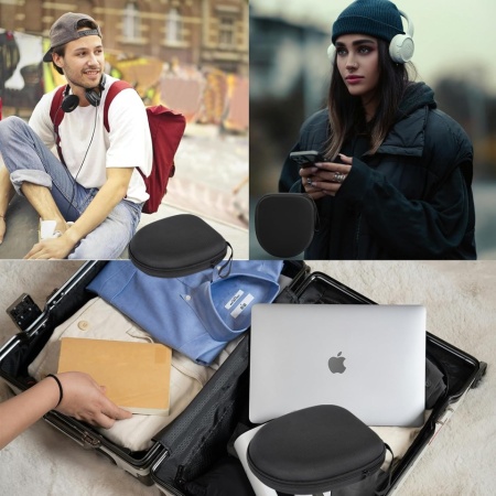 Husă de Protecție și Transport pentru Căști Wireless JBL Tune și Sony (WH-CH520 / WH-CH720N), Rigidă, Neagră - Img 3