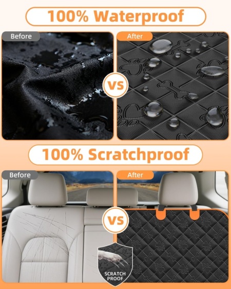 Husă Protecție Scaun Auto pentru Câini, 100% Impermeabilă și Antizgârieturi, Compatibilă cu Toate Mașinile, 135 x 148 cm - Img 6