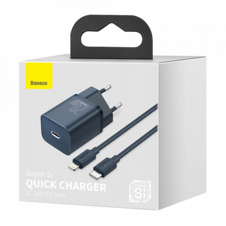 Incarcator Baseus Super Si Quick Charger 1C 20W cu cablu USB-C la Lightning 1m (blue) - Img 5