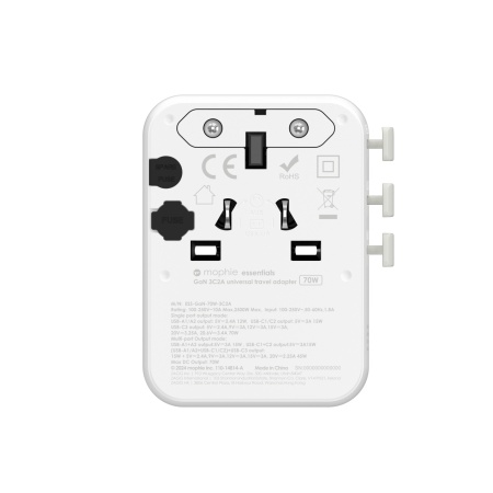 Incarcator Mophie Essential 70w GaN 5 Port + AC Travel Adapter White - Img 5