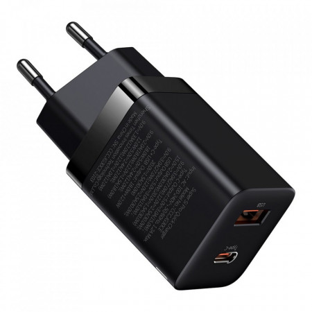 Incarcator priza Baseus Super Pro USB / USB Type C 30W Power Delivery Quick Charge black (CCSUPP-E01)