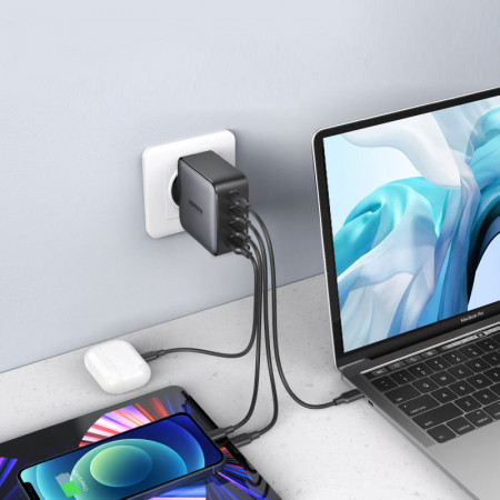 Incarcator priza Ugreen GaN fast charger 3x USB Typ C / USB Power Delivery 3.0 QuickCharge 4+ FCP SCP AFC 100W EU black (CD226 40747) - Img 4