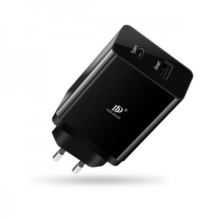 Incarcator retea pentru telefon , Dux Ducis c40 , 1 port Usb Smart , 1 x Type C PD 3.0 , negru