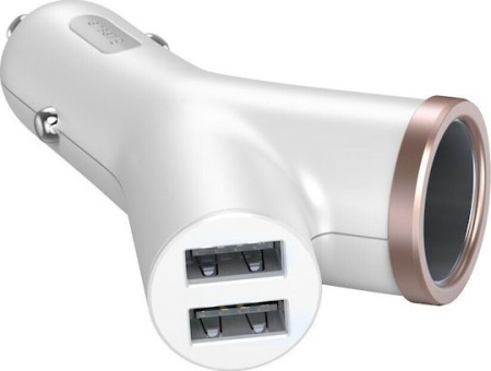 Incarcator telefon, Baseus Y Type, 2xUSB si extensie bricheta, 3.4A, alb - Img 5