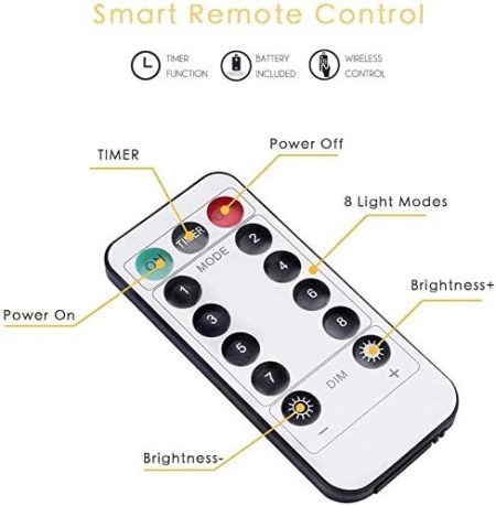 Instalație Luminoasă Tip Perdea / Ghirlandă LED Vicloon 100 LED-uri (10 m), Lumină Caldă, Alimentare pe Baterii, Telecomandă și Temporizator, Rezistentă la Apă IP44, pentru Interior și Exterior - Img 3
