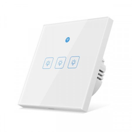 Intrerupator tactil de perete Woolley Smart WiFi eWeLink cu 3 grupuri cu senzor de miscare radar incorporat (alb)
