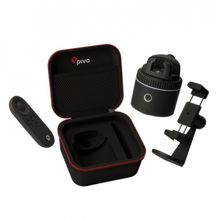Kit selfie stick Pivo Pod Red Starter Pack, Wireless, rotire 360 grade, Smart Tracking, App and Remote Control, Suport Telefon, Geanta depozitare, Silver