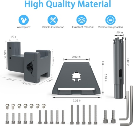 Kit Suport de Montare pentru Antenă Starlink Gen 3 / V3 cu Adaptor de Țeavă Rotativ 360°, Rezistent la Intemperii și Vânt Puternic (până la 90 kg / 200 lbs), din Aliaj de Aluminiu Turnat, pentru Acoperiș, Autorulotă (RV), Balustradă și Stâlp (Ø 20–50 mm) - Img 8