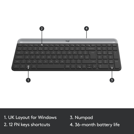 Kit tastatura + mouse wireless Logitech MK470, Slim, Negru Grafit - Img 9