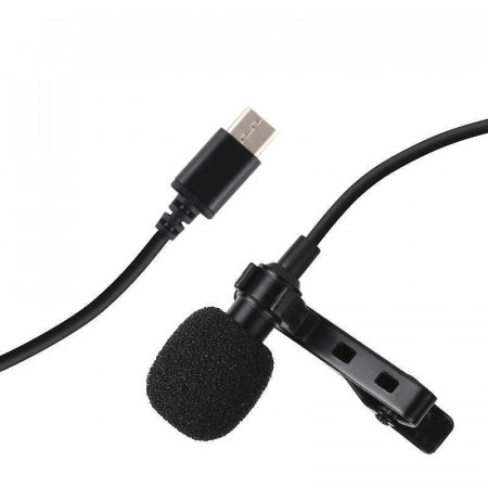 Lavaliera/microfon Puluz cu fir 1,5m USB-C / Type-C PU425