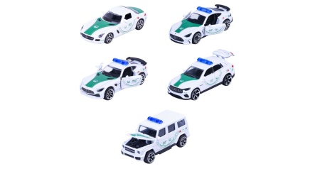 MAJORETTE SET 5 MASINUTE DE POLITIE DUBAI METALICE MERCEDES AMG 7.5CM - Img 2