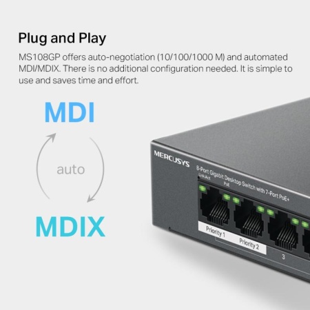 MERCUSYS DESKTOP SWITCH 8PORT GB MS108GP - Img 13