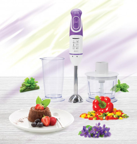 Mixer vertical Heinner Charm, 600W, 5 viteze, functie Turbo, tel, tocator, Alb/Mov - Img 4