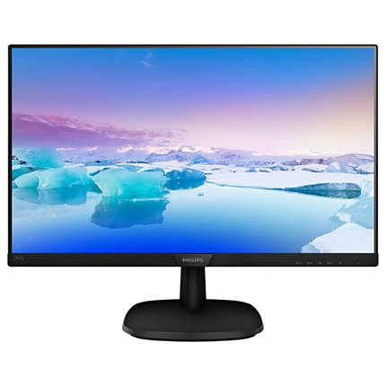 Monitor LED IPS Philips 23.8", Full HD, Ultra-narrow, 75Hz, DVI, HDMI, Flicker-Free, Negru, 243V7QDSB