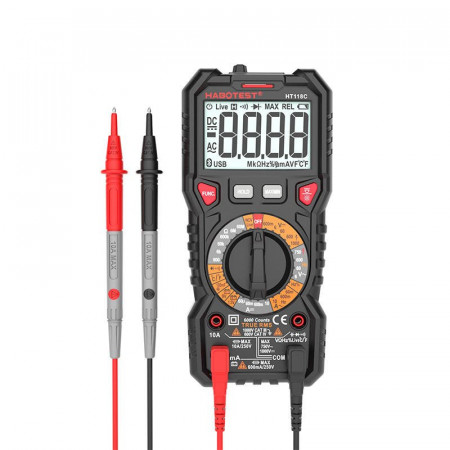 Multimetru digital cu lanterna Habotest HT118C, True RMS, NCV, testare baterie - Img 2