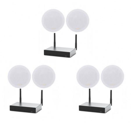 Pachet sonorizare stereo multiroom 3 zone cu 3x Arylic A30+ si 6 boxe de tavan INAKUSTIK Ambientone R1 - Img 2