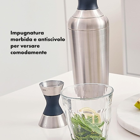 Pahar Dublu de Măsurat pentru Cocktailuri (Jigger) OXO Steel din Oțel Inoxidabil, Măsurători Gravate cu Laser pe Ambele Părți (1/4 oz până la 1 1/2 oz), Inel Central Antiderapant Soft-Grip, Compatibil cu Mașina de Spălat Vase, Inox Argintiu - Img 4