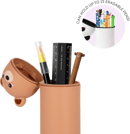 Penar Școlar Kawaii 2-în-1 din Silicon Moale Legami, Model Ursuleț (Teddy), Suport Retractabil de Birou, Închidere cu Fermoar, Înălțime 18.5 cm - Img 7