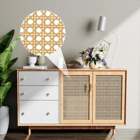 Plasă Ratan Sintetic Împletitură Vieneză (Rattan Webbing) 40 x 100 cm, Rezistentă la Apă din Polietilenă (PE), Model Fagure pentru Recondiționare Scaune, Mobilier și Proiecte DIY - Img 9