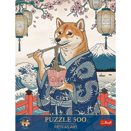 PUZZLE TREFL 500 PREMIUM PLUS PETS AS ART MEDITATIA CU PASTE A LUI SHIBA - Img 3