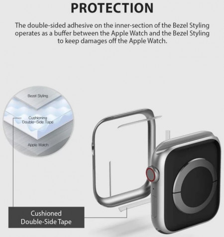 Rama ornamentala Ringke Bezel Styling pentru Apple Watch 44mm, Negru - Img 2