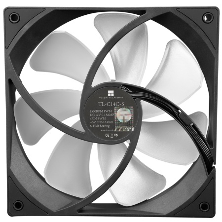 REGIGILAT - Ventilator Thermalright, 140mm, 1500 RPM, S-FDB Bearing, 75.8 cfm, LED ARGB, 4pin PWM, negru, "TL-C14C-S" (timbru verde 0.18lei) - Img 3
