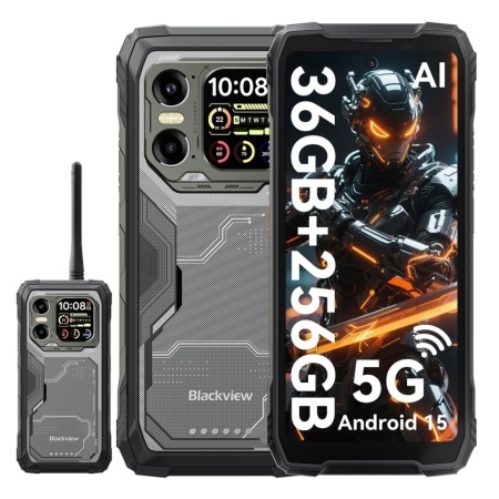 RESIGILAT - Blackview XPLORE 1 Walkie-talkie 22km 5G Rugged Phone 6.78-inch FHD 2460x1080 120Hz+2.01-inch 296x240 12+256GB, 7050 octa-core 2.4Ghz Cam 50+64MP+20MP,20000mAh,Black "BVXPLORE1WT_BK12_EU" (timbru verde 0.45 lei) - Img 2
