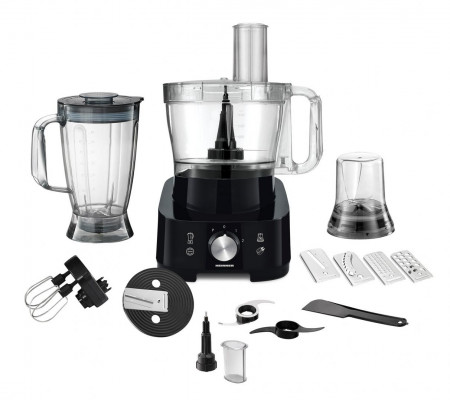 Robot de bucatarie Heinner Cookery Chef HFP-1000BK, 1000W, blender si rasnita incluse, capacitate bol 3.5L, capacitate blender 1.8L, 2 viteze + Pulse, cutit inox, Negru - Img 3
