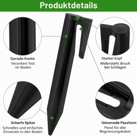 Set 100 bucăți țăruși din plastic pentru fir perimetral robot de tuns iarba, cuie ancorare cablu de delimitare, compatibilitate universală (Husqvarna, Gardena, Worx, Bosch) - Img 4