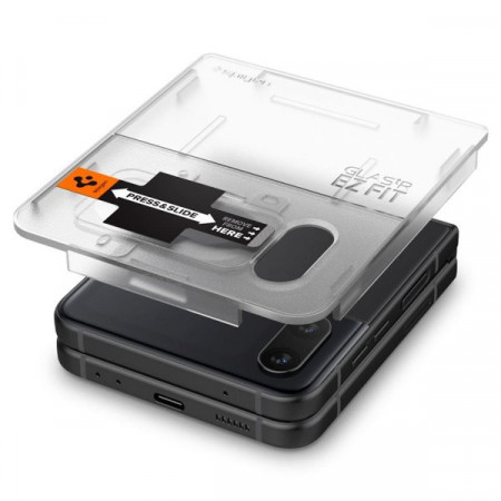 Set 2 x folie protectie ecran secundar + aplicator Spigen GLASS FC "EZ FIT" + HINGE FILM 2-PACK GALAXY WITH FLIP 4 BLACK - Img 4