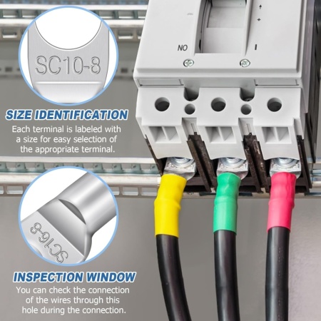 Set 20 Papuci Cablu Din Cupru Îngroșat SC25-8, Secțiune 25mm², Gaură Șurub M8, Conectori Tubulari Inelari Neizolați pentru Auto și Instalații Electrice - Img 4