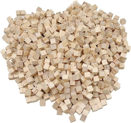 Set 200 cuburi din lemn natural netratat, 1 x 1 x 1 cm, blocuri mici pătrate din lemn masiv pentru bricolaj, craft, decorațiuni DIY și activități educative - Img 4