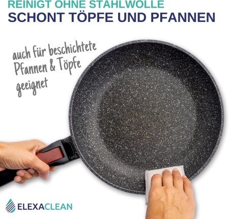 Set 3 Bureți de Vase cu Față Dublă ELEXACLEAN, 10 x 8 cm, Microfibră și Suprafață Abrazivă Anti-Zgârieturi, Lavabili la Mașină, Reutilizabili, Antracit - Img 4